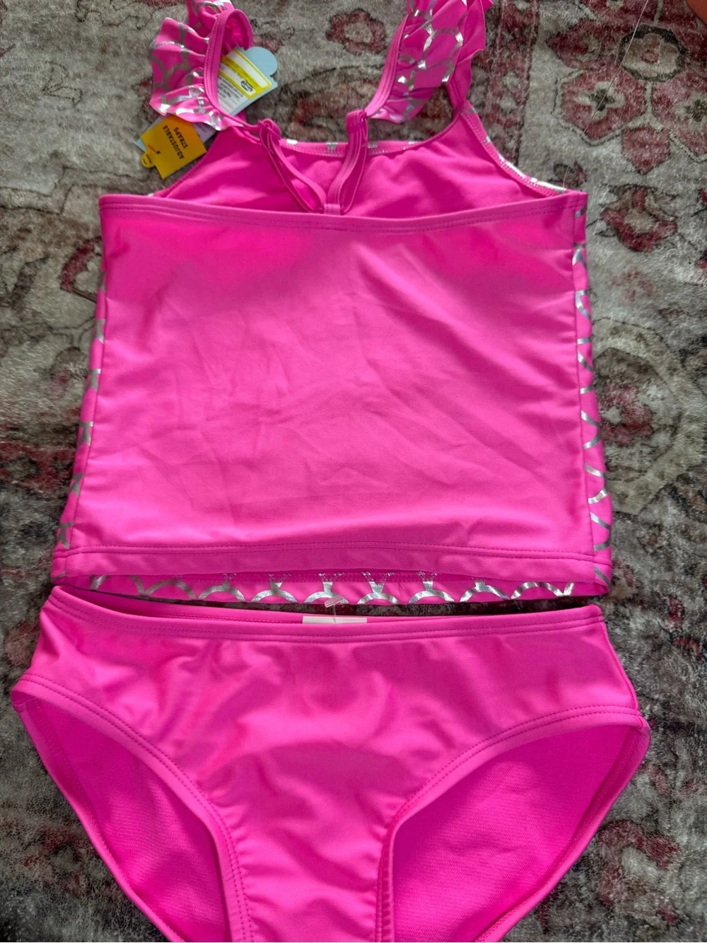 New cat & Jack two piece pink mermaid swimsuit